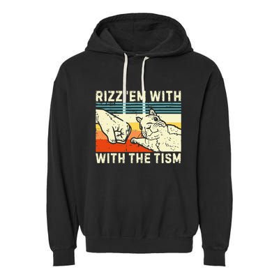 Rizz Em With The Tism Rizzler Joke Meme Rizzling Squirrel Garment-Dyed Fleece Hoodie