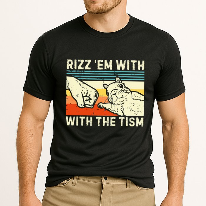 Rizz Em With The Tism Rizzler Joke Meme Rizzling Squirrel Cooling Performance Crew T-Shirt