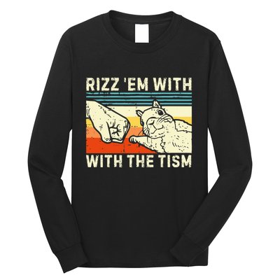 Rizz Em With The Tism Rizzler Joke Meme Rizzling Squirrel Long Sleeve Shirt