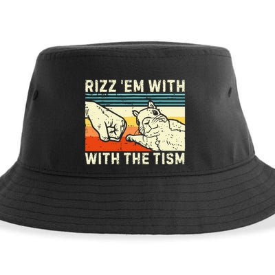 Rizz Em With The Tism Rizzler Joke Meme Rizzling Squirrel Sustainable Bucket Hat