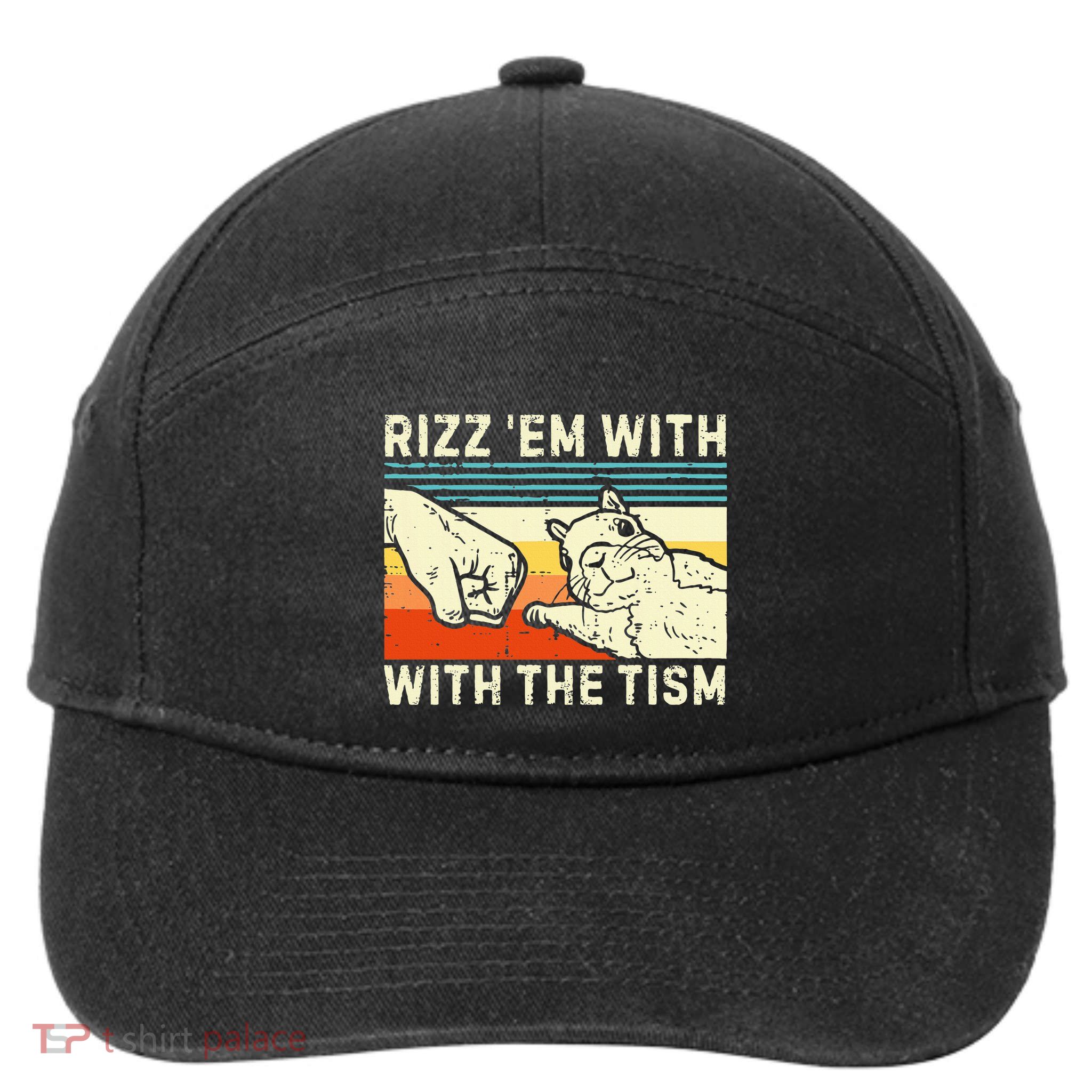 Rizz Em With The Tism Rizzler Joke Meme Rizzling Squirrel 7-Panel Snapback Hat