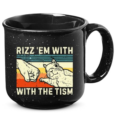 Rizz Em With The Tism Rizzler Joke Meme Rizzling Squirrel 15oz Campfire Ceramic Mug