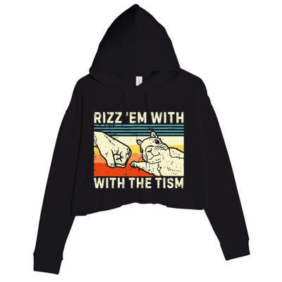Rizz Em With The Tism Rizzler Joke Meme Rizzling Squirrel Crop Fleece Hoodie