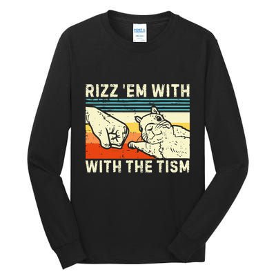 Rizz Em With The Tism Rizzler Joke Meme Rizzling Squirrel Tall Long Sleeve T-Shirt