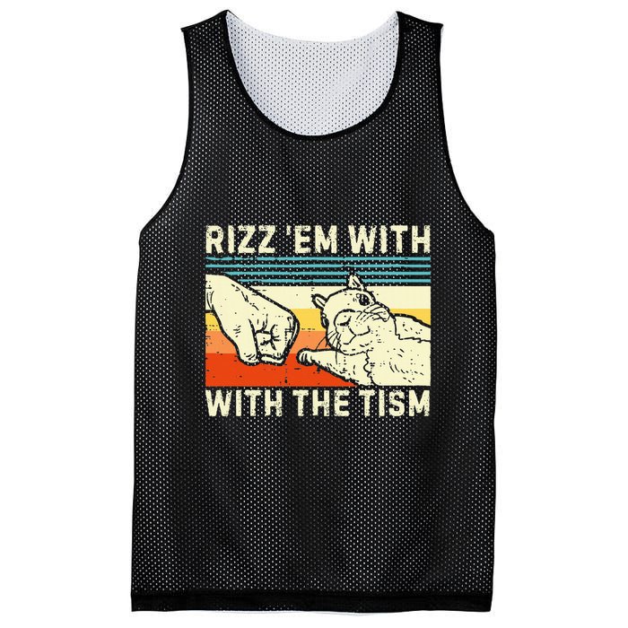 Rizz Em With The Tism Rizzler Joke Meme Rizzling Squirrel Mesh Reversible Basketball Jersey Tank