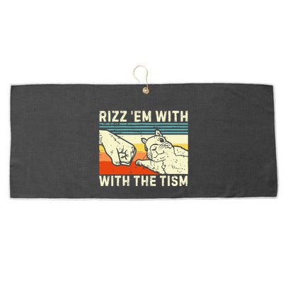 Rizz Em With The Tism Rizzler Joke Meme Rizzling Squirrel Large Microfiber Waffle Golf Towel