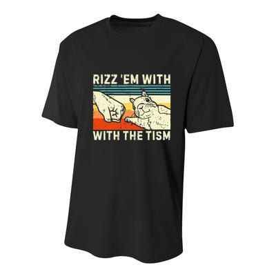Rizz Em With The Tism Rizzler Joke Meme Rizzling Squirrel Youth Performance Sprint T-Shirt