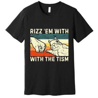 Rizz Em With The Tism Rizzler Joke Meme Rizzling Squirrel Premium T-Shirt