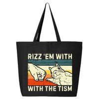 Rizz Em With The Tism Rizzler Joke Meme Rizzling Squirrel 25L Jumbo Tote