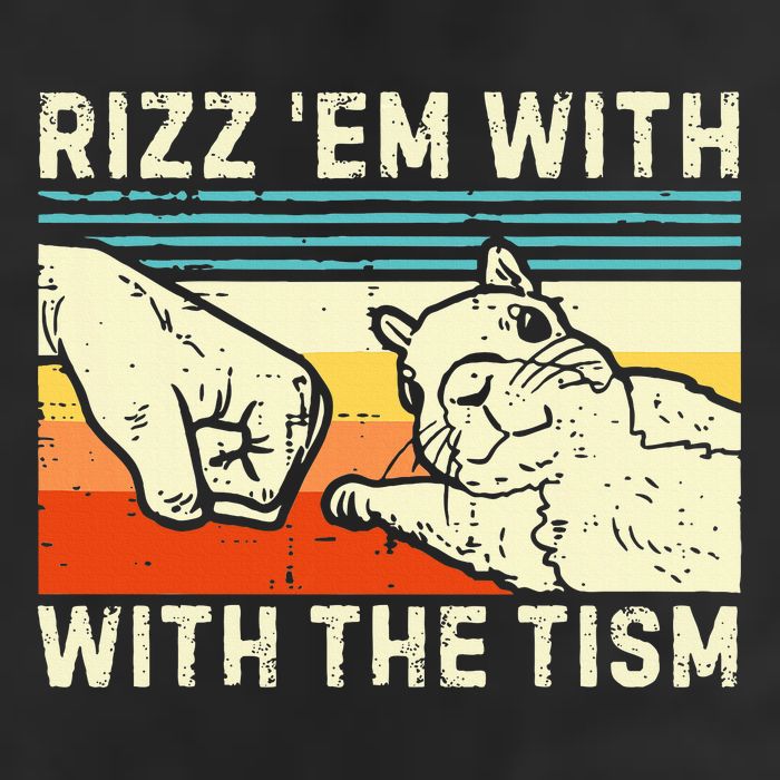 Rizz Em With The Tism Rizzler Joke Meme Rizzling Squirrel 25L Jumbo Tote
