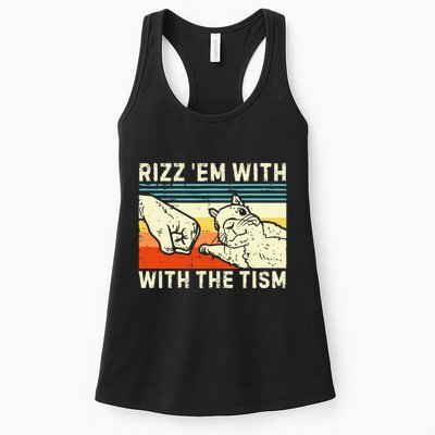 Rizz Em With The Tism Rizzler Joke Meme Rizzling Squirrel Womens Tank Top