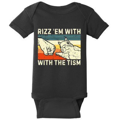 Rizz Em With The Tism Rizzler Joke Meme Rizzling Squirrel Baby Bodysuit