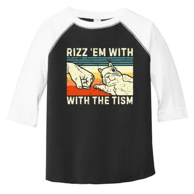 Rizz Em With The Tism Rizzler Joke Meme Rizzling Squirrel Toddler Fine Jersey T-Shirt