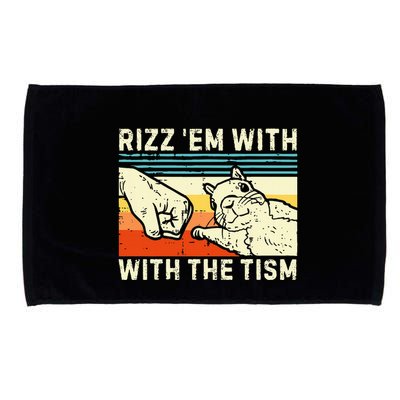 Rizz Em With The Tism Rizzler Joke Meme Rizzling Squirrel Microfiber Hand Towel
