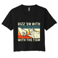 Rizz Em With The Tism Rizzler Joke Meme Rizzling Squirrel Women's Crop Top Tee