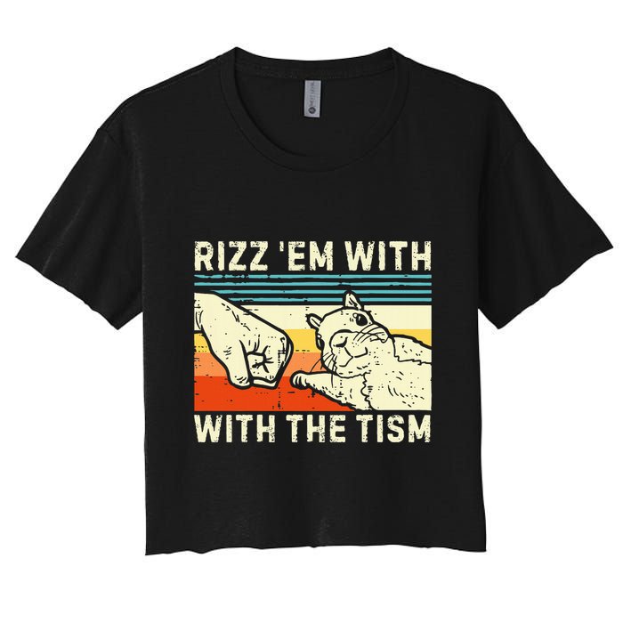 Rizz Em With The Tism Rizzler Joke Meme Rizzling Squirrel Women's Crop Top Tee