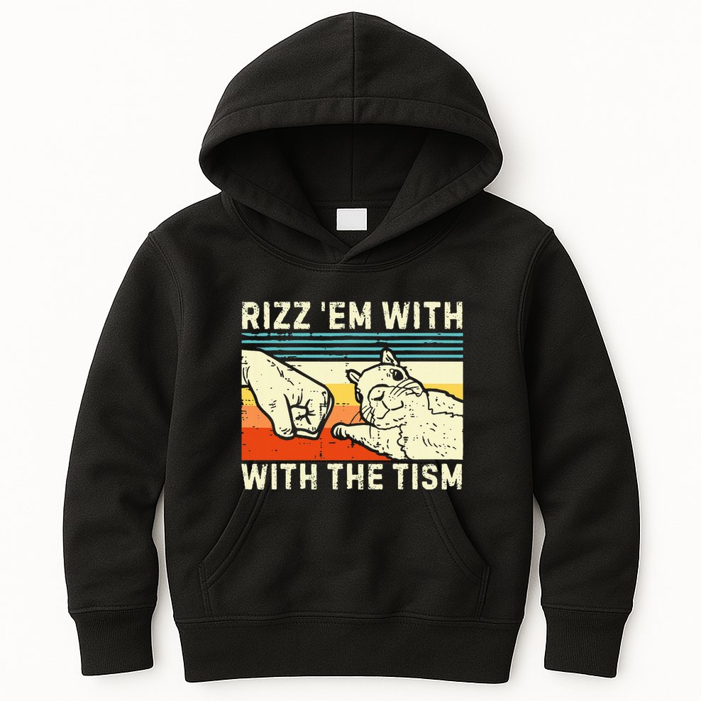 Rizz Em With The Tism Rizzler Joke Meme Rizzling Squirrel Kids Hoodie