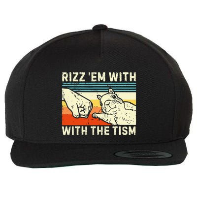 Rizz Em With The Tism Rizzler Joke Meme Rizzling Squirrel Wool Snapback Cap