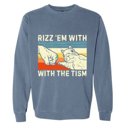 Rizz Em With The Tism Rizzler Joke Meme Rizzling Squirrel Garment-Dyed Sweatshirt