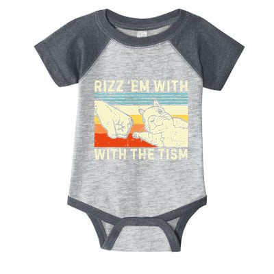 Rizz Em With The Tism Rizzler Joke Meme Rizzling Squirrel Infant Baby Jersey Bodysuit