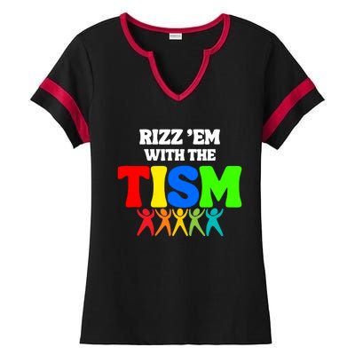 Rizz Em With The Tism Ladies Halftime Notch Neck Tee