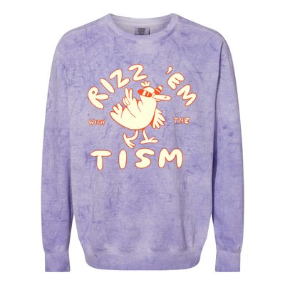 Rizz Em With The Tism Colorblast Crewneck Sweatshirt