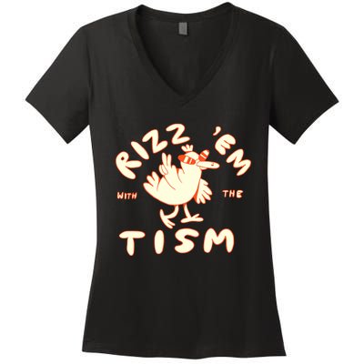 Rizz Em With The Tism Women's V-Neck T-Shirt