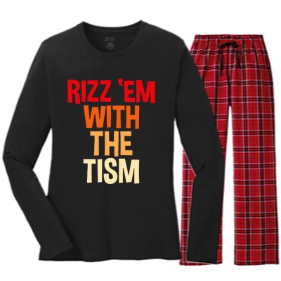 Rizz Em With The Tism Women's Long Sleeve Flannel Pajama Set 