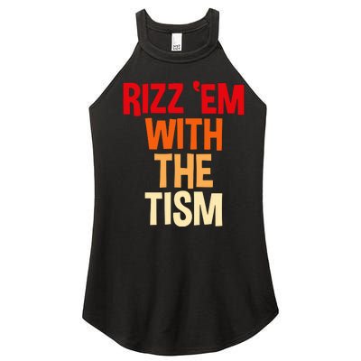 Rizz Em With The Tism Women’s Perfect Tri Rocker Tank