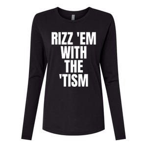 Rizz Em With The Tism Womens Cotton Relaxed Long Sleeve T-Shirt