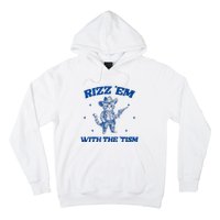 Rizz Em With The Tism Retro Cartoon Cowboy Cat Western Cute Hoodie