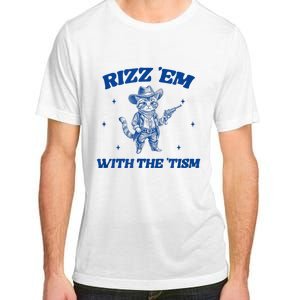 Rizz Em With The Tism Retro Cartoon Cowboy Cat Western Cute Adult ChromaSoft Performance T-Shirt