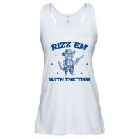 Rizz Em With The Tism Retro Cartoon Cowboy Cat Western Cute Ladies Essential Flowy Tank