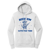 Rizz Em With The Tism Retro Cartoon Cowboy Cat Western Cute Women's Pullover Hoodie