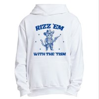 Rizz Em With The Tism Retro Cartoon Cowboy Cat Western Cute Urban Pullover Hoodie