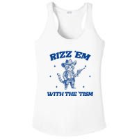 Rizz Em With The Tism Retro Cartoon Cowboy Cat Western Cute Ladies PosiCharge Competitor Racerback Tank