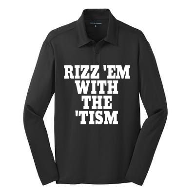 Rizz Em With The Tism Silk Touch Performance Long Sleeve Polo