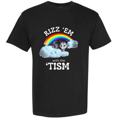 Rizz Em With The Tism Meme Autistic Opossum Garment-Dyed Heavyweight T-Shirt