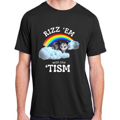 Rizz Em With The Tism Meme Autistic Opossum Adult ChromaSoft Performance T-Shirt