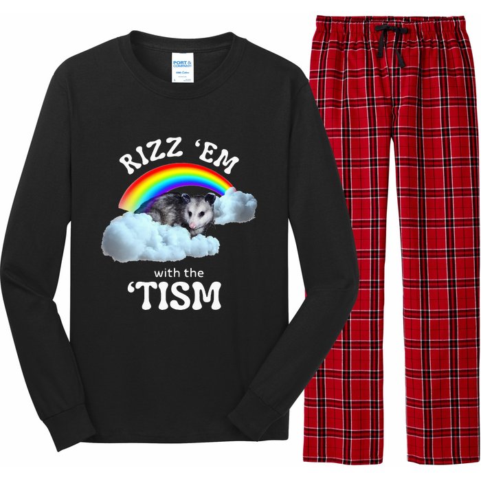 Rizz Em With The Tism Meme Autistic Opossum Long Sleeve Pajama Set