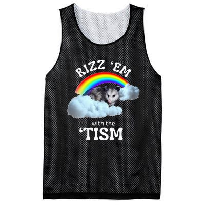 Rizz Em With The Tism Meme Autistic Opossum Mesh Reversible Basketball Jersey Tank