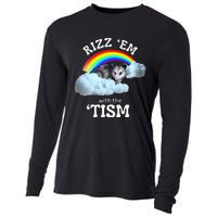 Rizz Em With The Tism Meme Autistic Opossum Cooling Performance Long Sleeve Crew