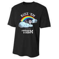 Rizz Em With The Tism Meme Autistic Opossum Performance Sprint T-Shirt