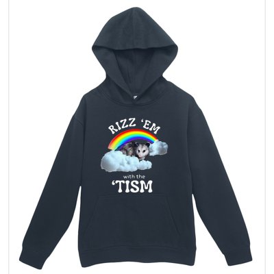 Rizz Em With The Tism Meme Autistic Opossum Urban Pullover Hoodie