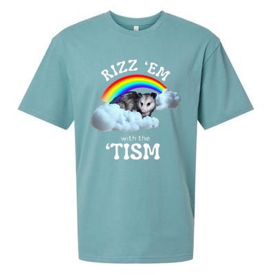 Rizz Em With The Tism Meme Autistic Opossum Sueded Cloud Jersey T-Shirt