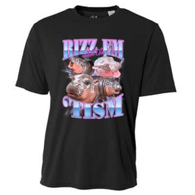 Rizz Em With The Tism Meme Moo Deng Cooling Performance Crew T-Shirt