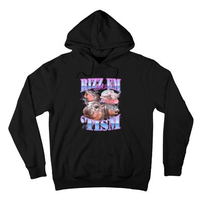 Rizz Em With The Tism Meme Moo Deng Hoodie