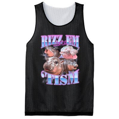 Rizz Em With The Tism Meme Moo Deng Mesh Reversible Basketball Jersey Tank