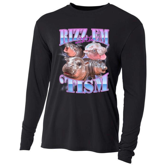 Rizz Em With The Tism Meme Moo Deng Cooling Performance Long Sleeve Crew