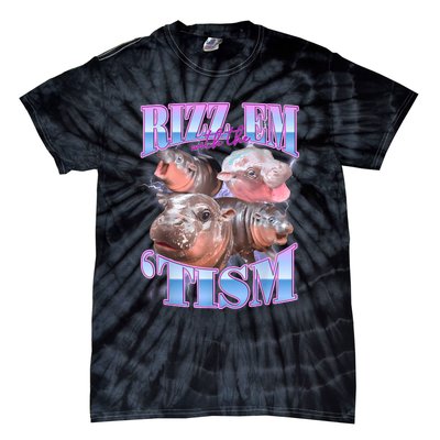 Rizz Em With The Tism Meme Moo Deng Tie-Dye T-Shirt